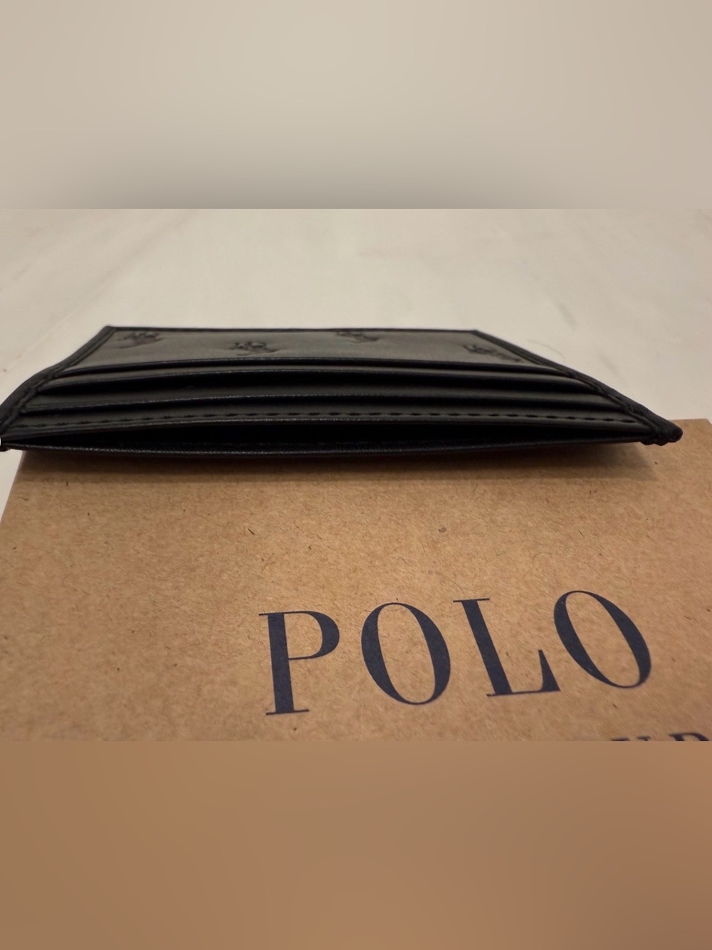 NEW Polo Ralph Lauren ALL OVER PONY Leather Slim Card Case Wallet - BLACK - Picture 5 of 5